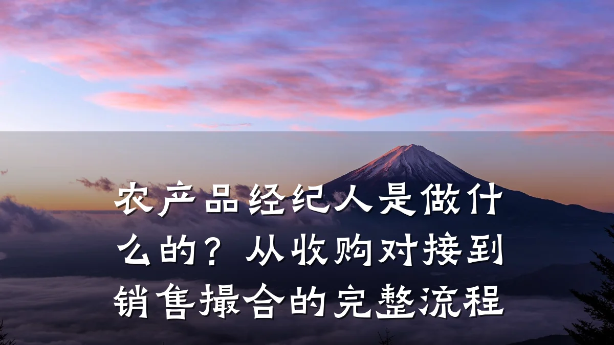 农产品经纪人是做什么的?从收购对接到销售撮合的完整流程
