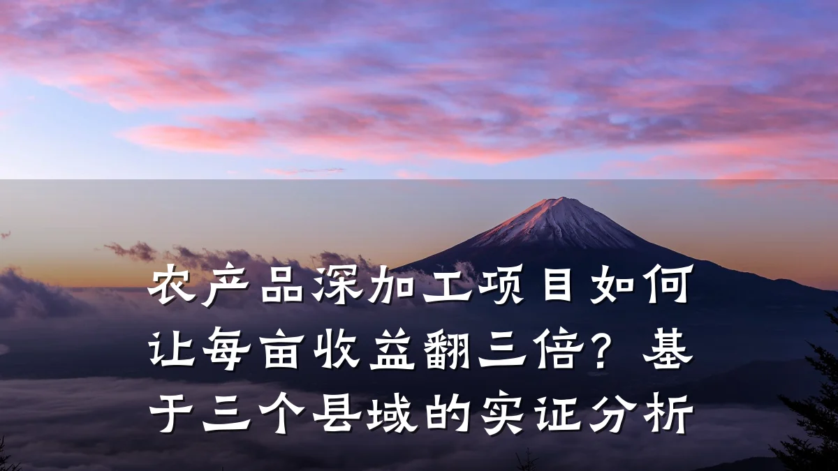 农产品深加工项目如何让每亩收益翻三倍？基于三个县域的实证分析