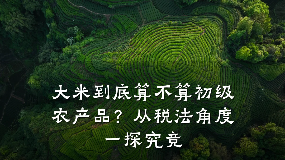 大米到底算不算初级农产品?从税法角度一探究竟