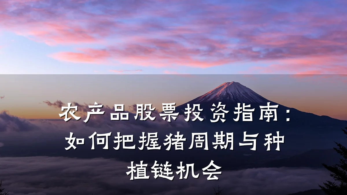 农产品股票投资指南:如何把握猪周期与种植链机会