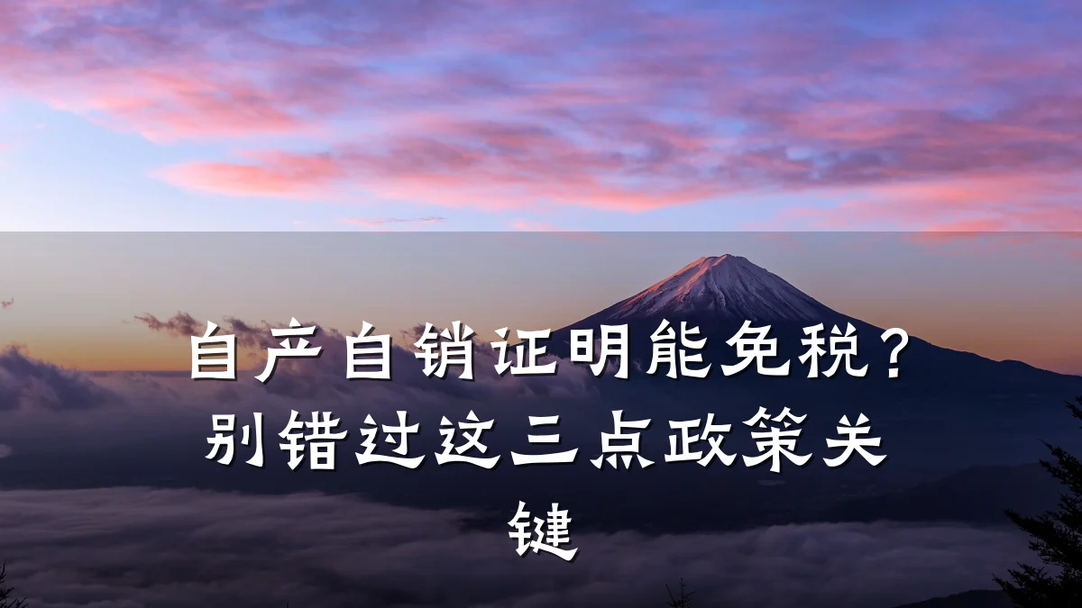 自产自销证明能免税?别错过这三点政策关键